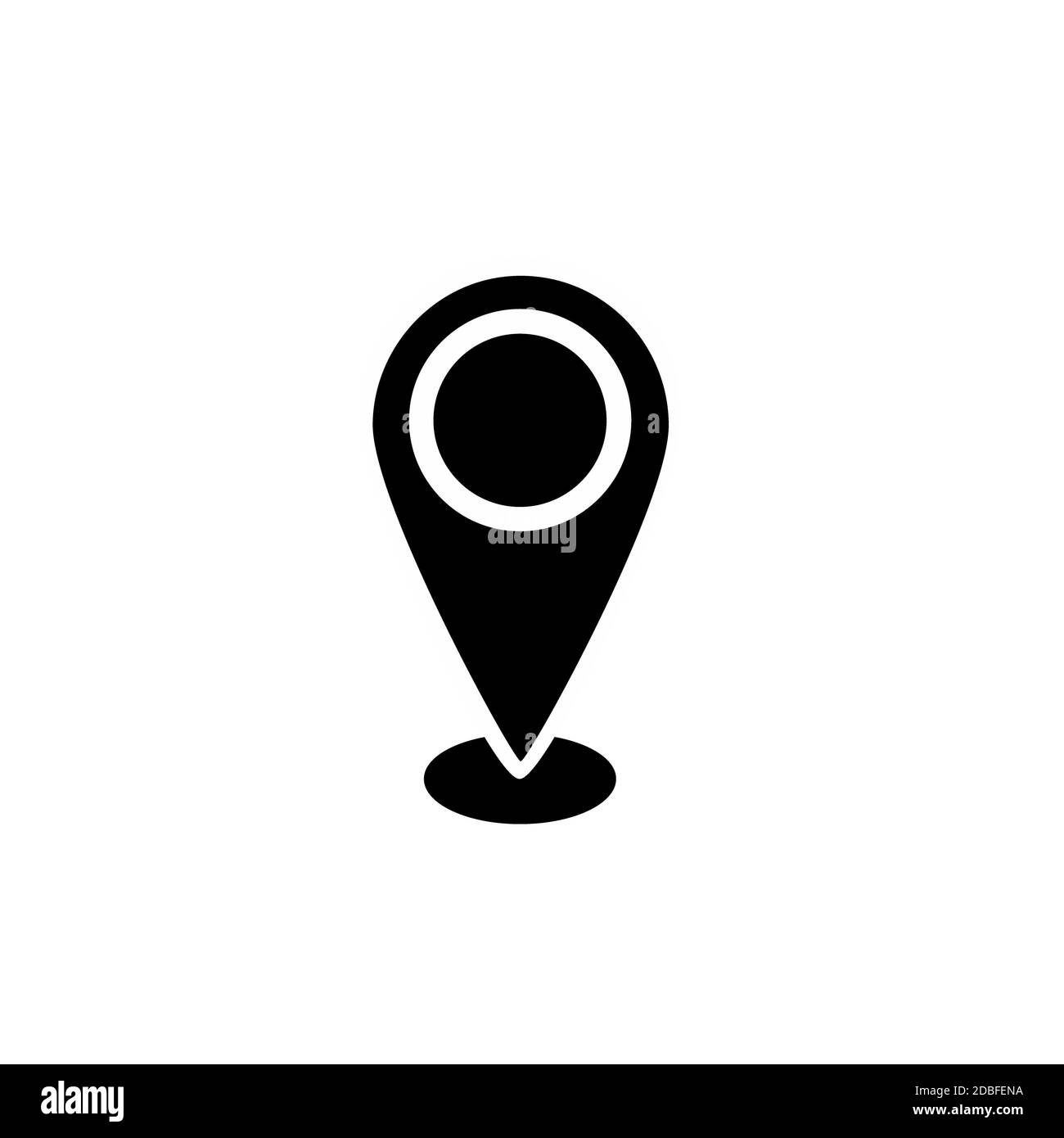 Vecteur d'icône de broche de localisation sur fond blanc. Banque D'Images