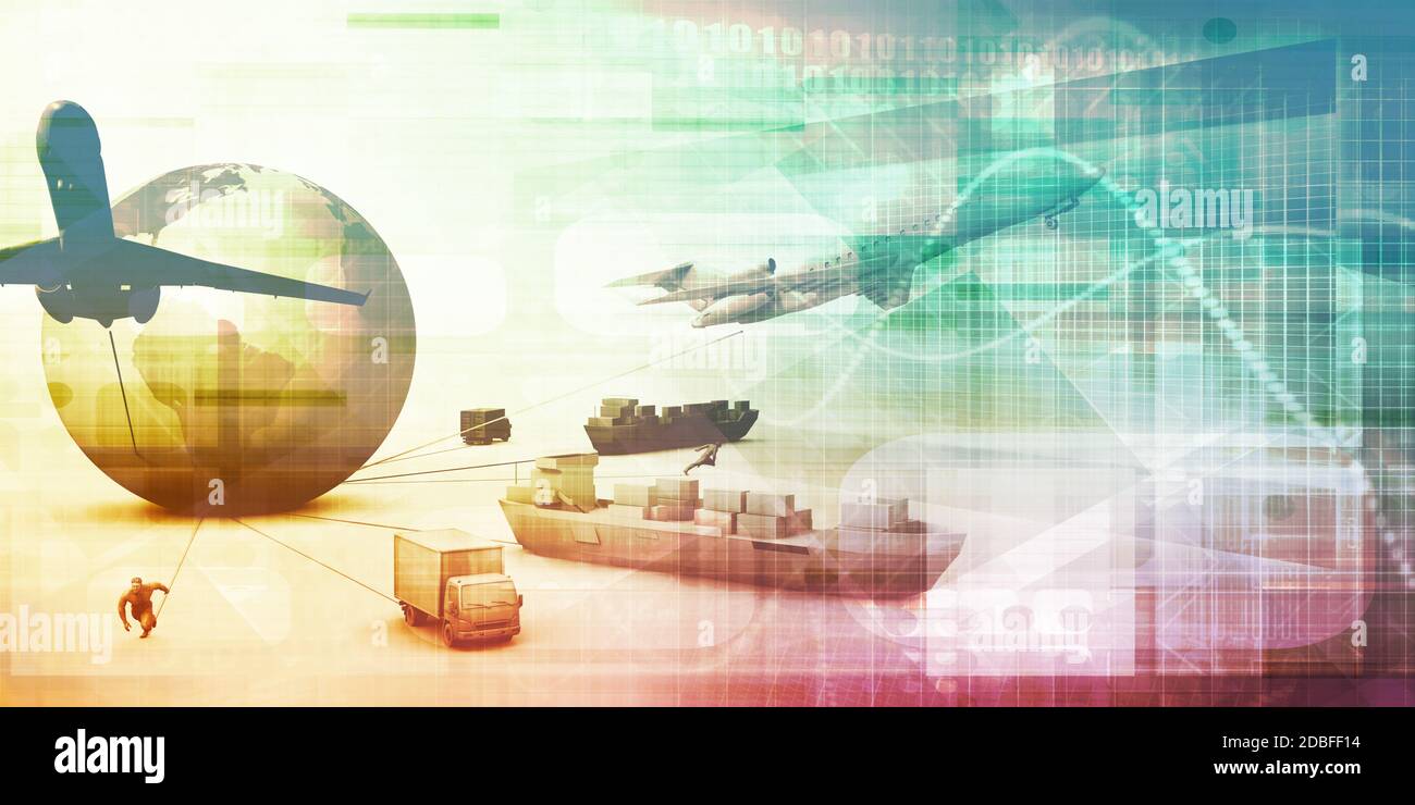 Solution logicielle pour la chaîne d'approvisionnement Global Network Concept Banque D'Images