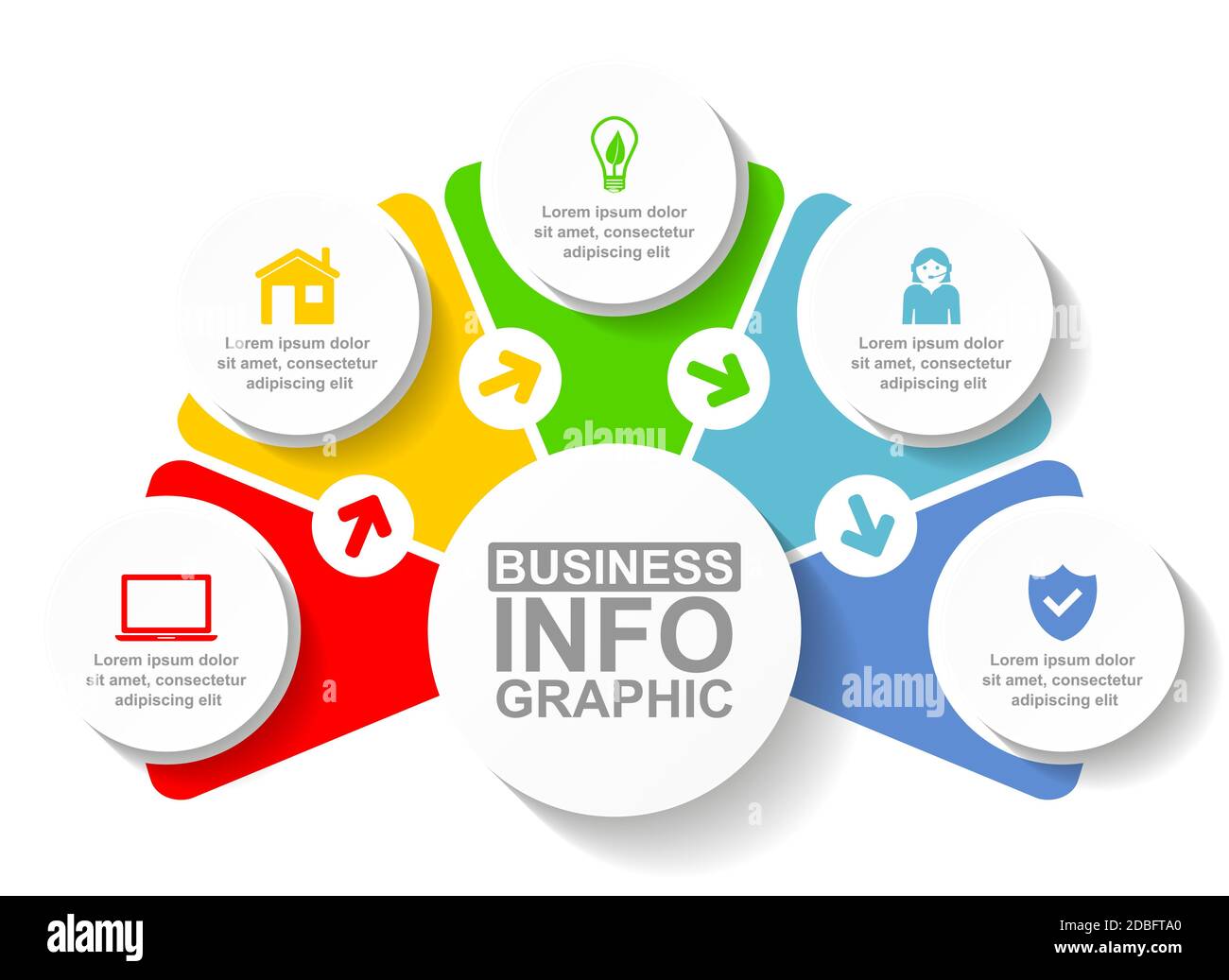 Modèle vectoriel d'infographie d'entreprise avec 5 options Illustration de Vecteur