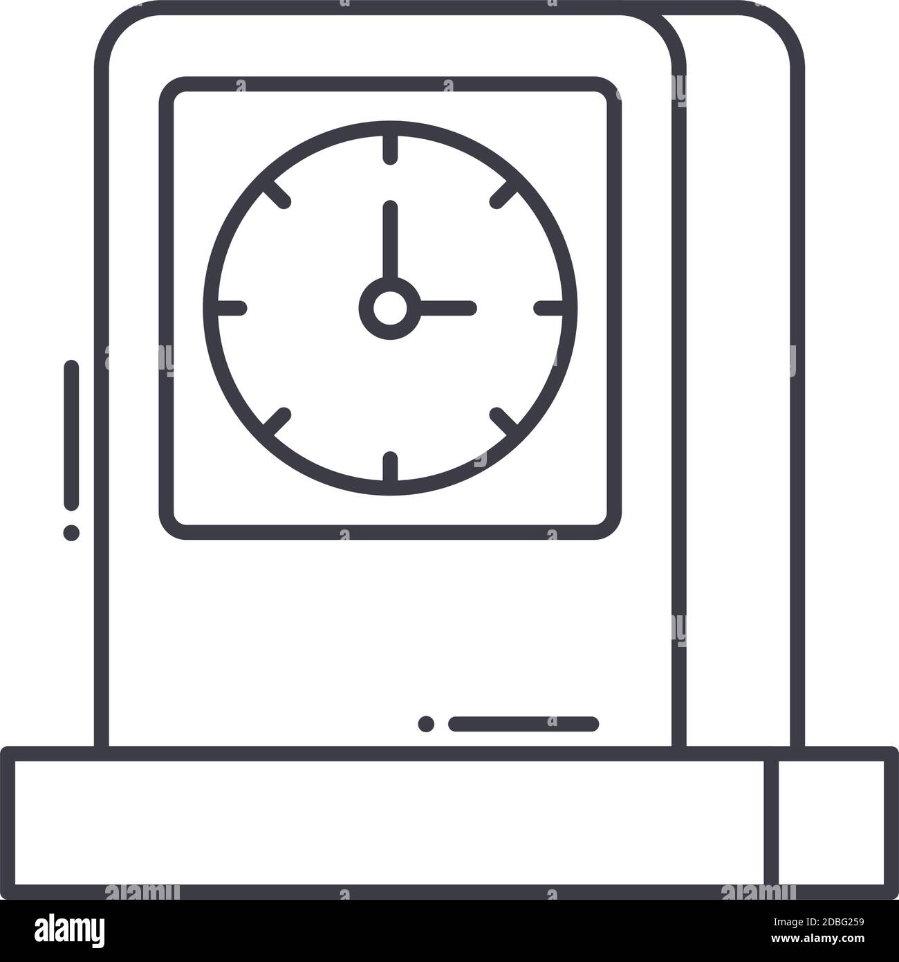 Icône d'horloge, illustration isolée linéaire, vecteur de ligne mince, signe de conception Web, symbole de concept de contour avec contour modifiable sur fond blanc. Illustration de Vecteur