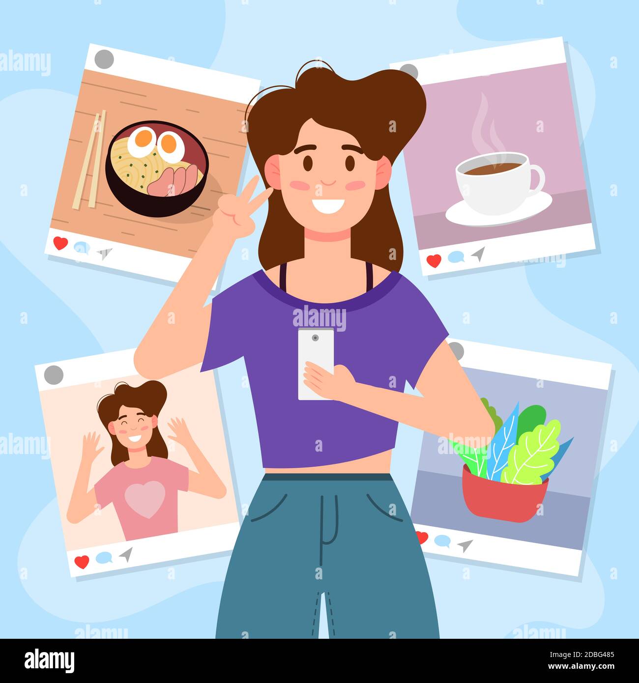 Partage de contenu sur les réseaux sociaux illustration vectorielle Illustration de Vecteur