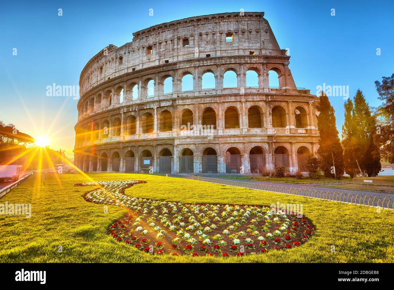 Colisée au lever du soleil à Rome, Italie Banque D'Images