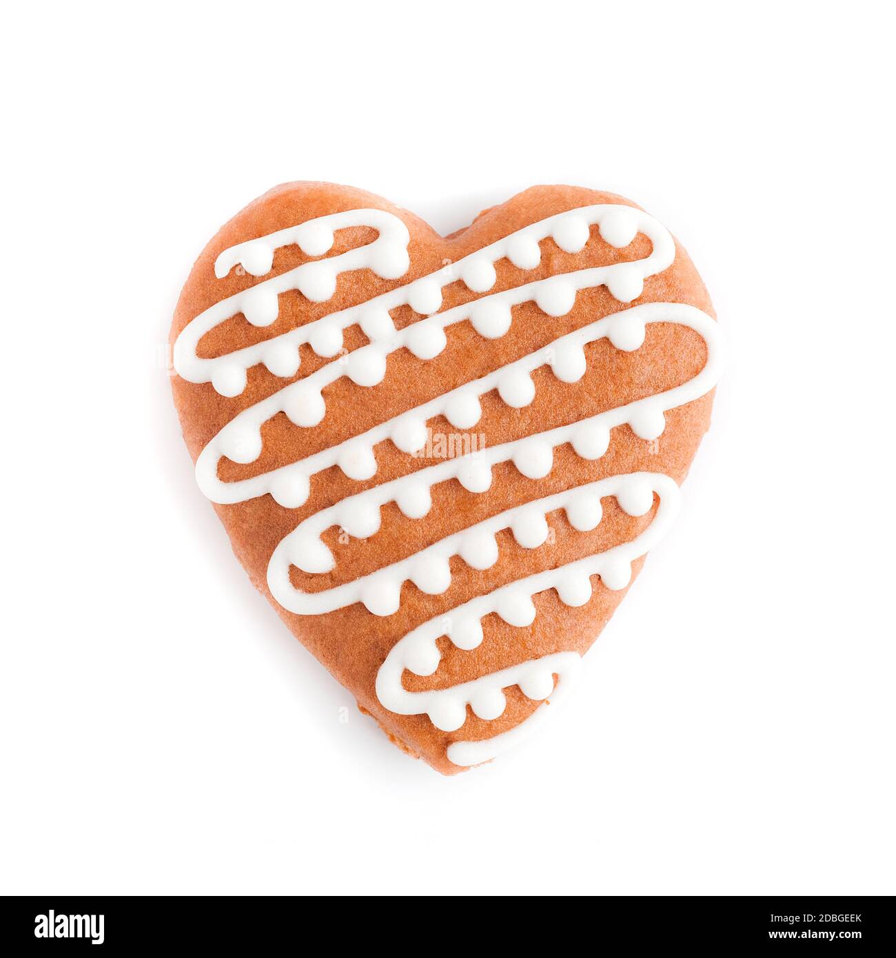 biscuit en forme de coeur isolé sur fond blanc, vue de dessus, gros plan Banque D'Images