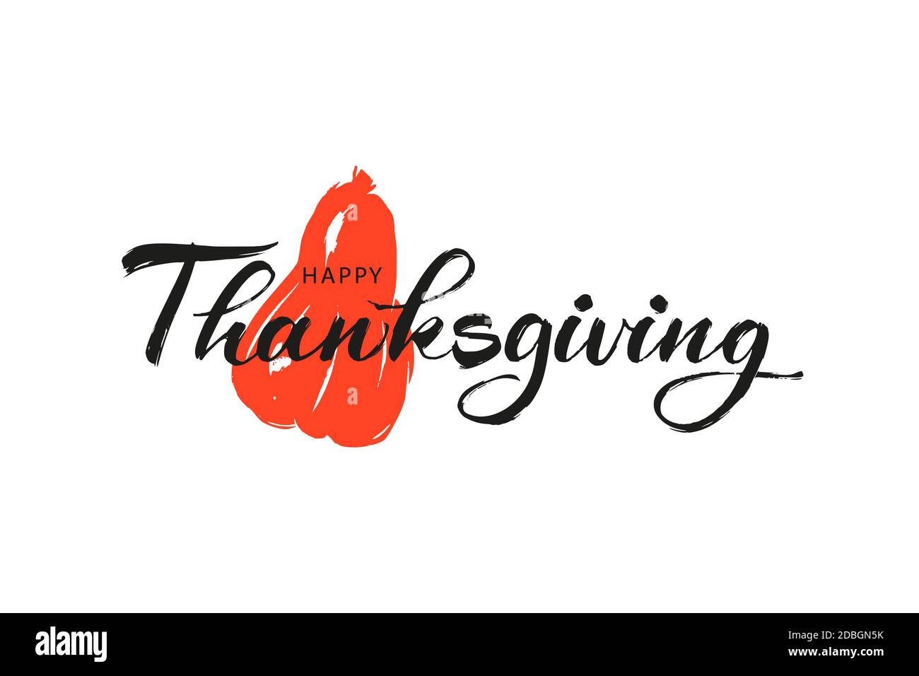 Inscription à la calligraphie de Thanksgiving. Lettrage à la main, vierge, adapté aux cartes de vœux, aux messages d'accueil et aux titres. Design minimaliste avec citrouille. Illustration de Vecteur