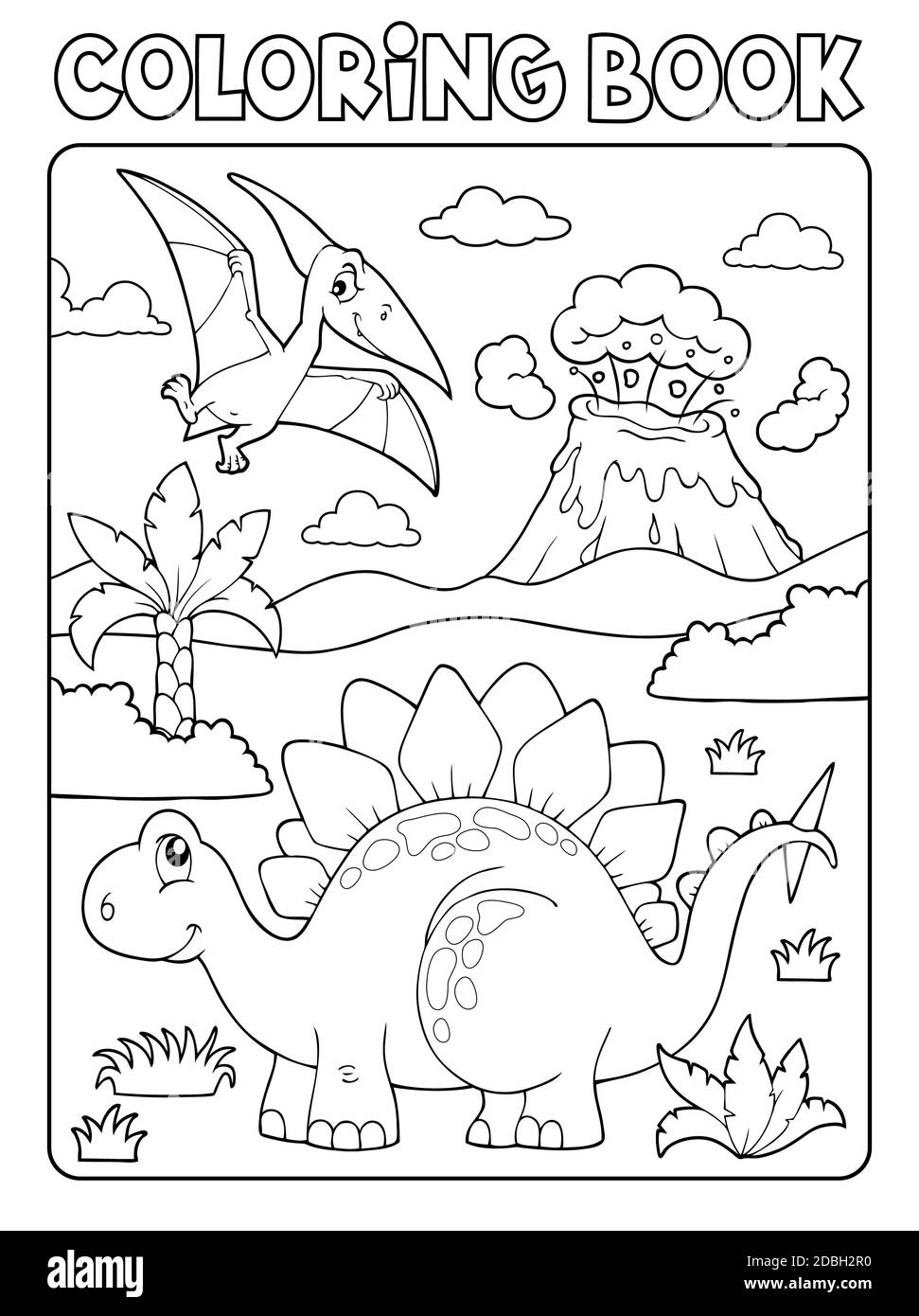 Livre de coloriage de composition de dinosaures image 1 - illustration d'image. Banque D'Images
