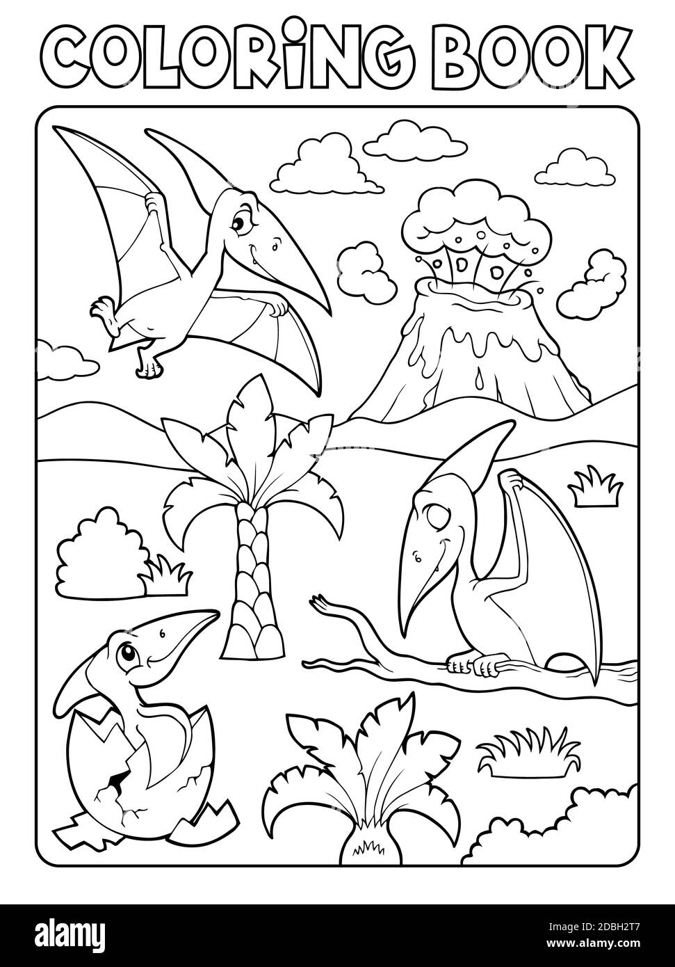 Livre de coloriage pterodactyls thème image 1 - illustration de l'image. Banque D'Images