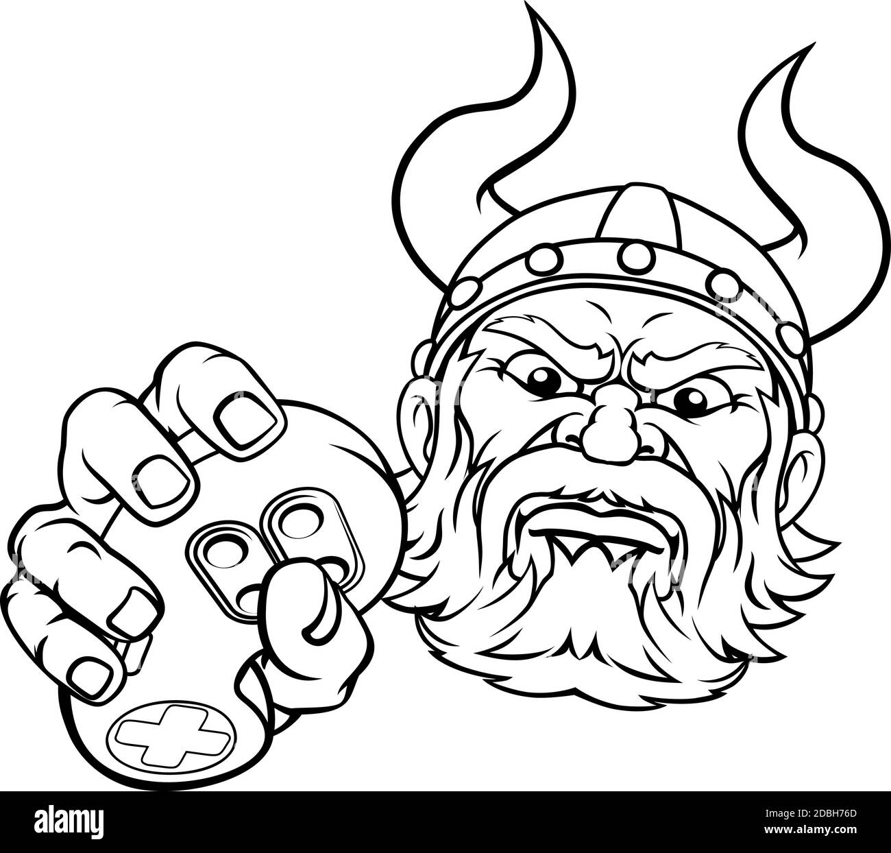 Viking Gamer manette de jeu vidéo, dessin animé Illustration de Vecteur