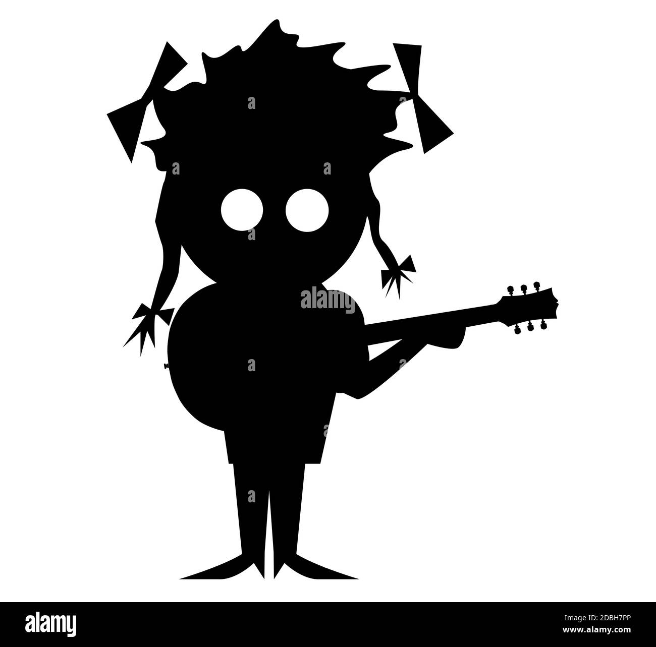 Silhouette d'un personnage de dessin animé avec un gitar Banque D'Images