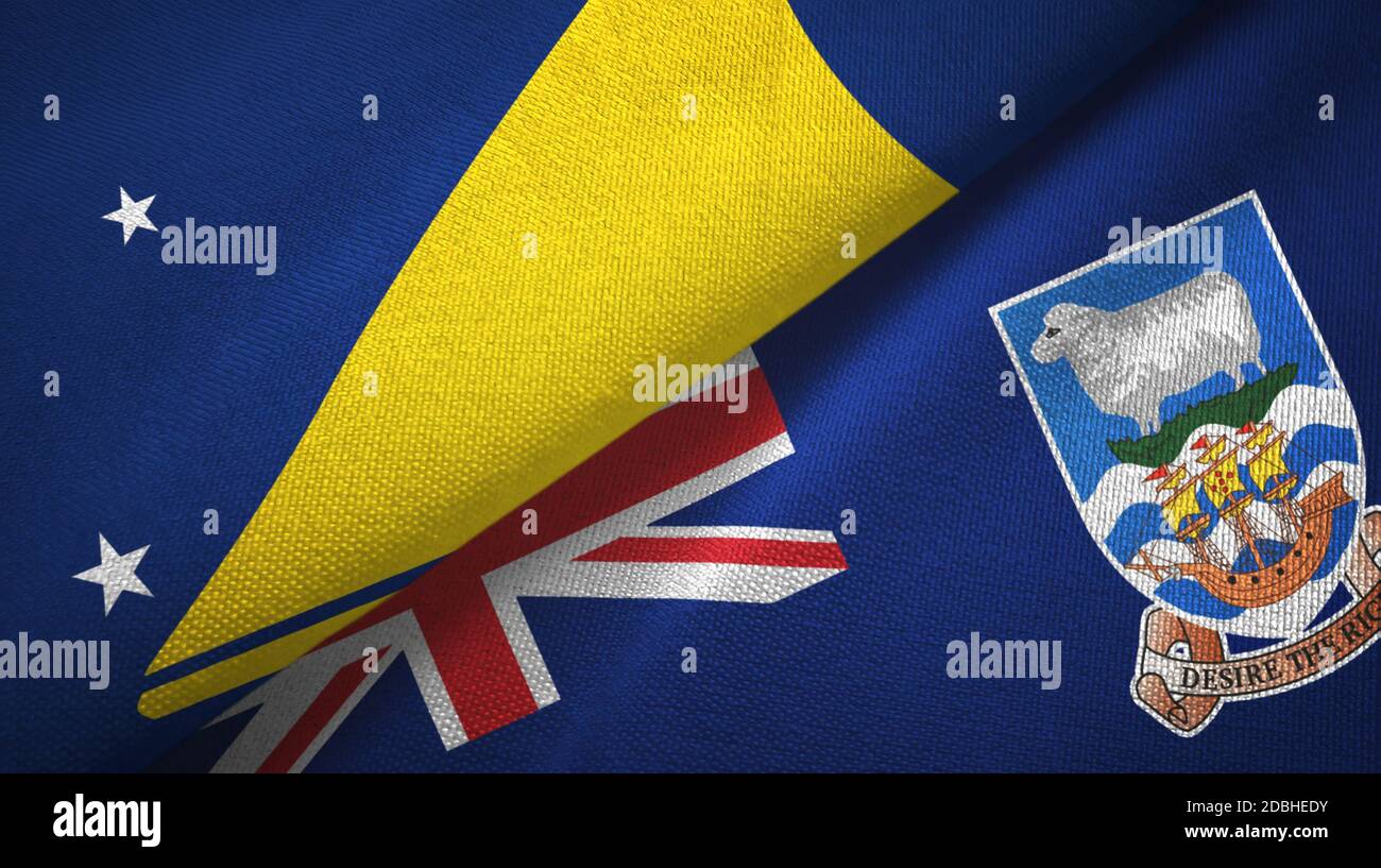Tokélaou et îles Falkland deux drapeaux tissu textile, texture de tissu Banque D'Images