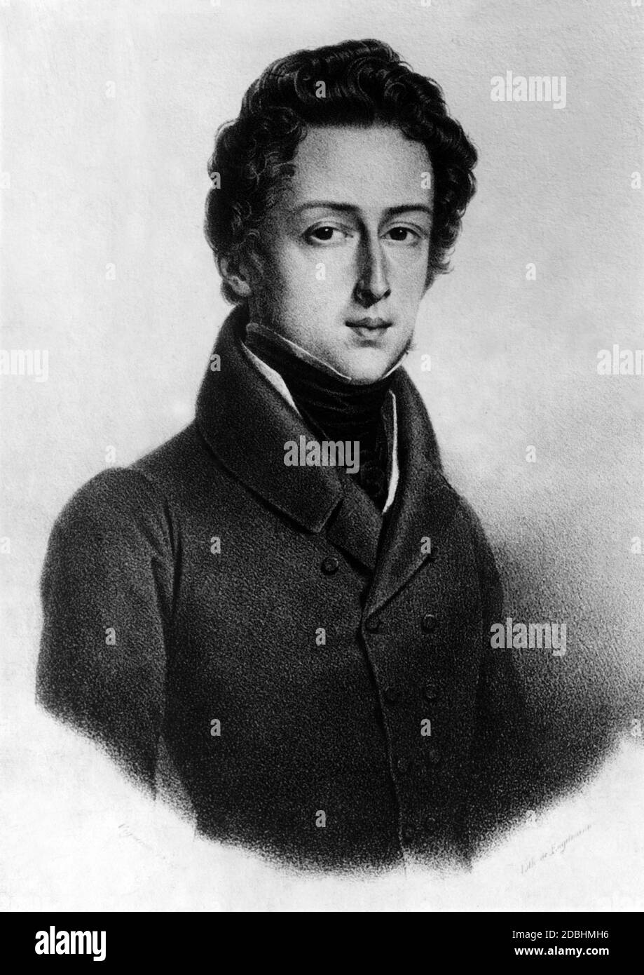 Dessin de Frédéric Chopin. Photo non datée. Banque D'Images