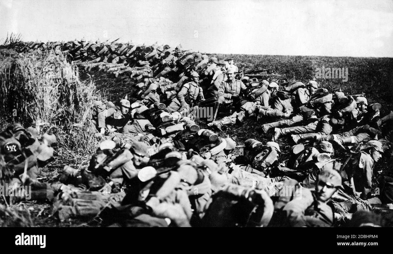 Le Fusilier Regiment 37 lors de la dernière manœuvre impériale en Silésie avant la première Guerre mondiale. Banque D'Images