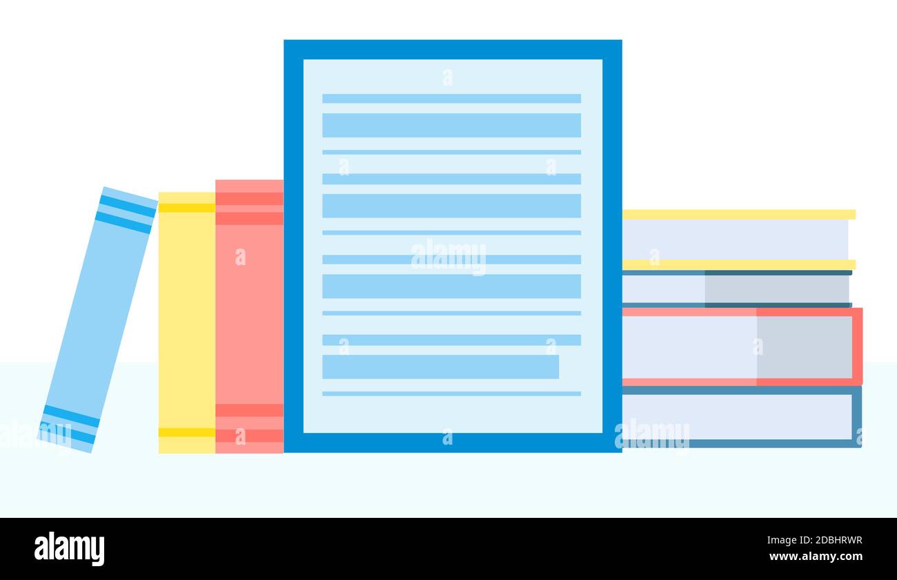 Bibliothèque en ligne, livre électronique, librairie numérique, lecture électronique, apprentissage en ligne, concept éducatif. Illustration vectorielle en conception plate. Illustration de Vecteur