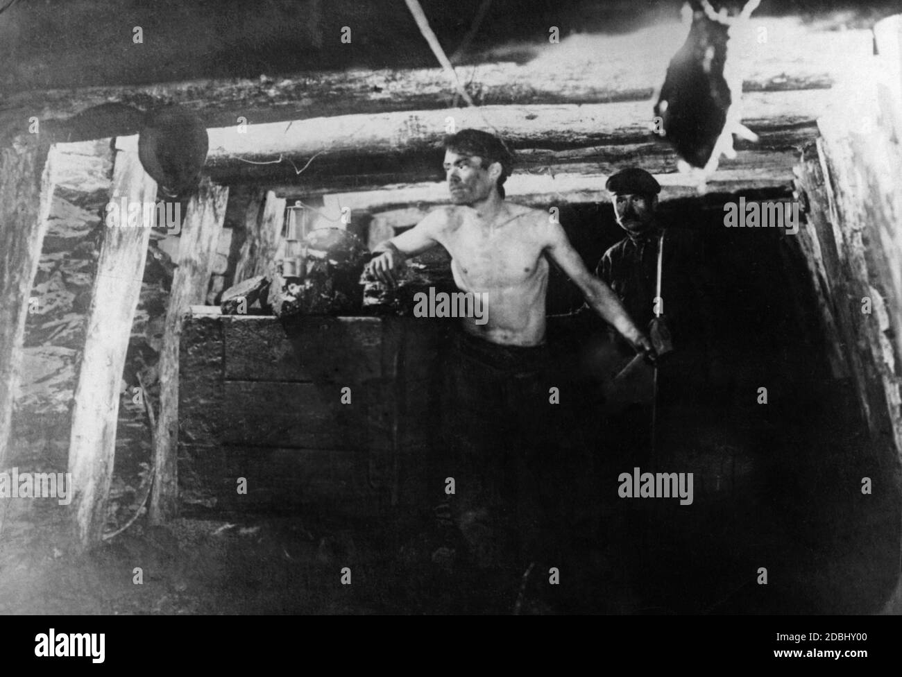 Miner dans une mine de charbon en Union soviétique. Banque D'Images