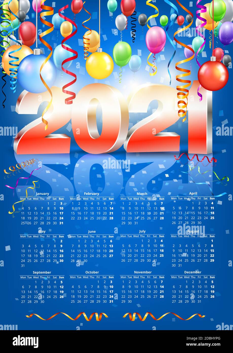 calendrier vectoriel 2021 Illustration de Vecteur