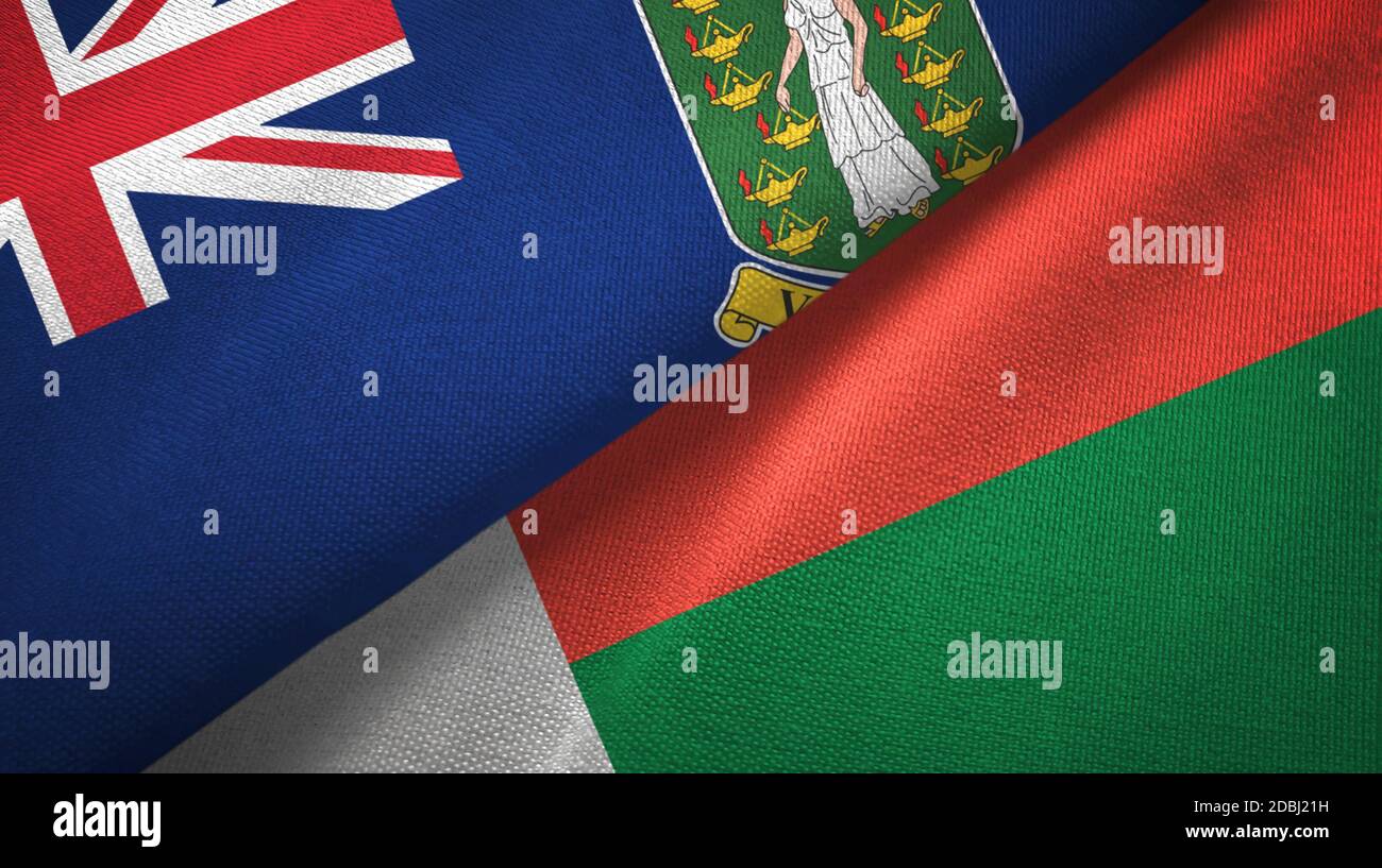 Îles Vierges britanniques et Madagascar deux drapeaux Banque D'Images