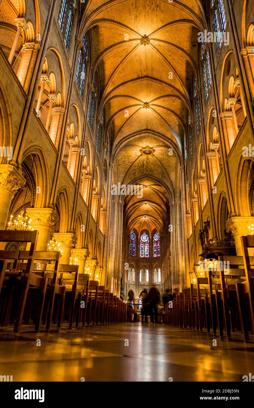 Intérieur avant le feu de la cathédrale notre-Dame, Paris, France, Europe Banque D'Images