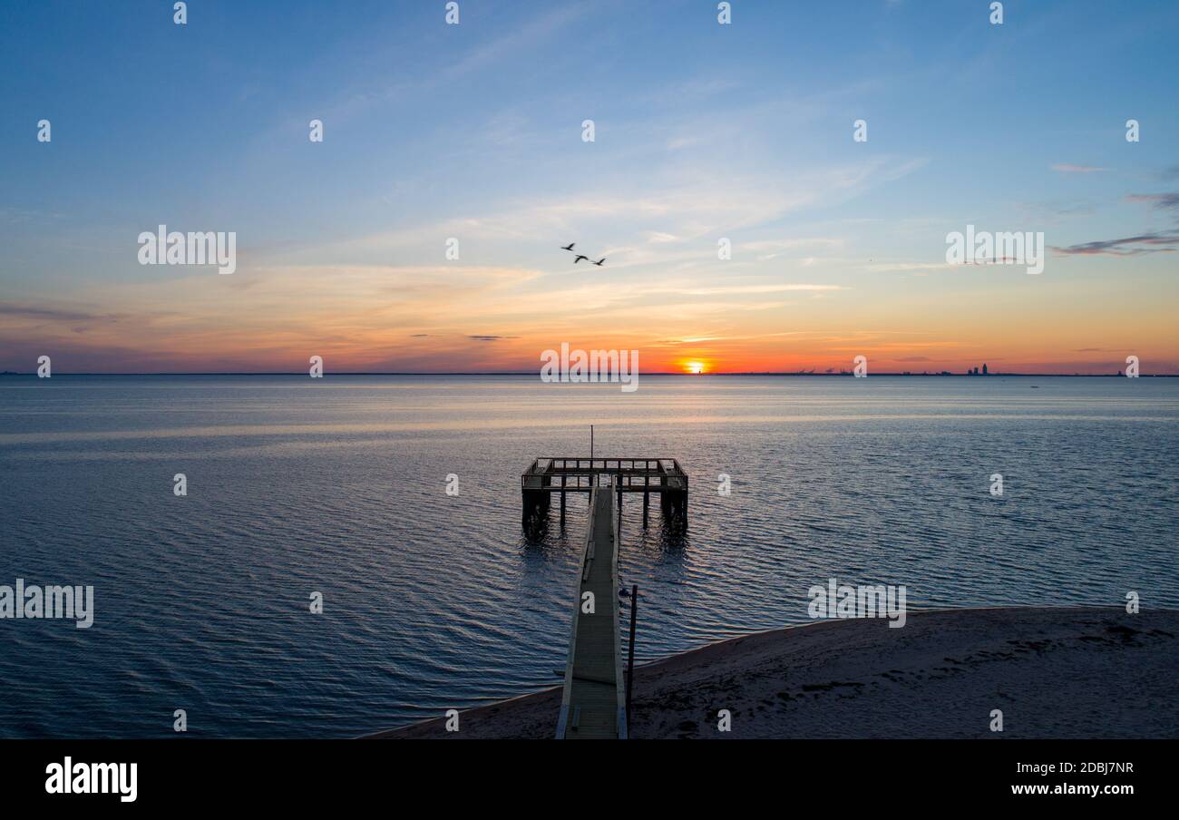 Mobile Bay Sunset Banque D'Images