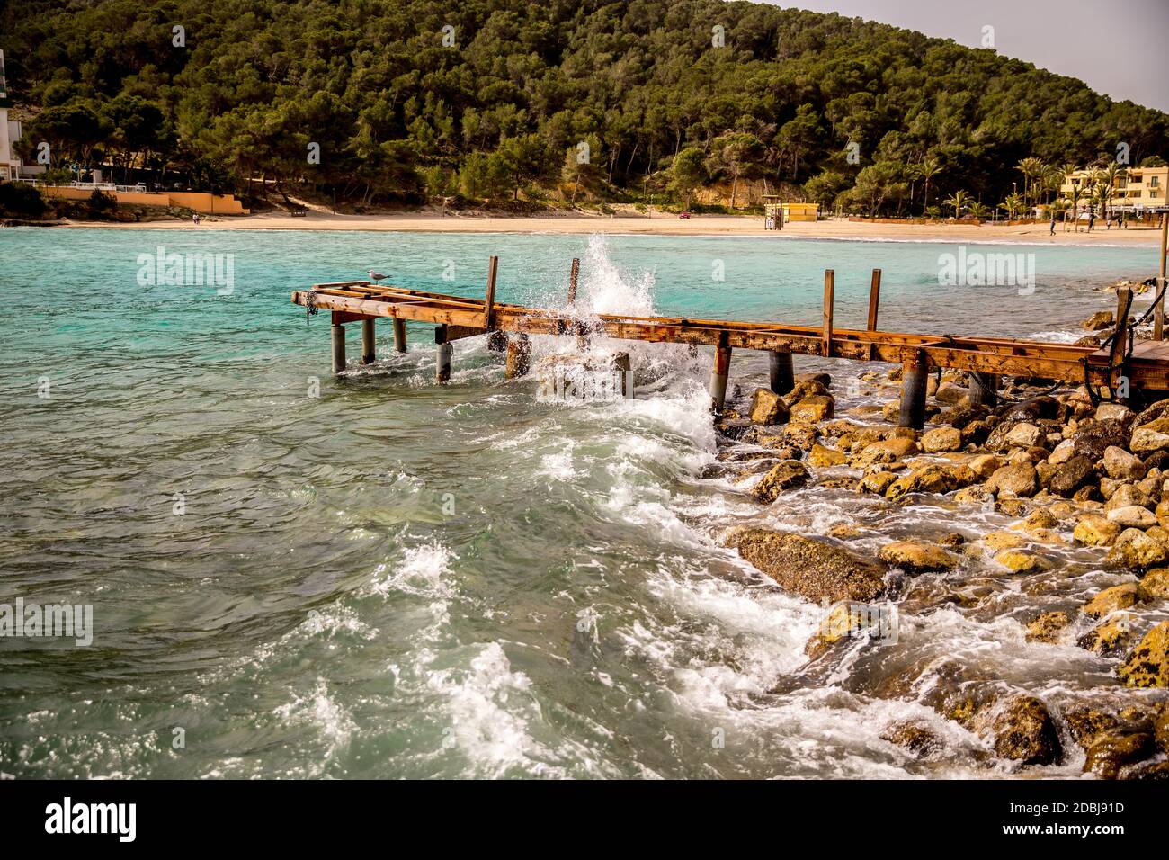 Stade d'atterrissage dans la Cala Llonga Banque D'Images