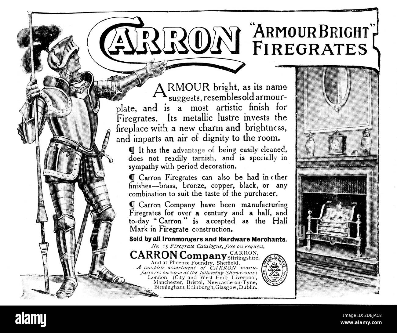 1914 entreprise Carron de Stirlingshire, Armour Bright Firegrate publicité du Studio an Illustrated Magazine of Fine and Applied Art Banque D'Images