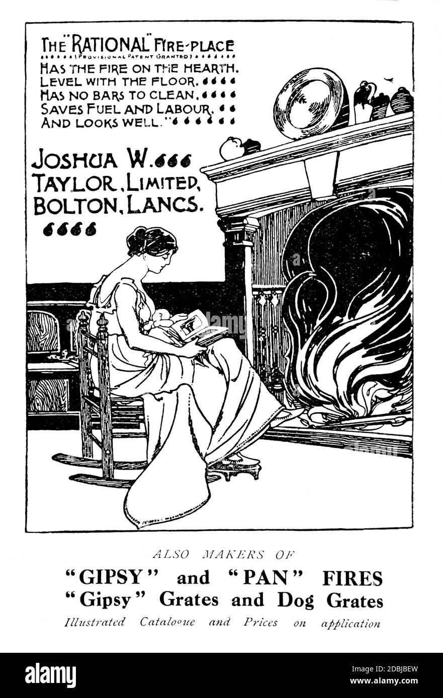 1914 Joshua Taylor de Bolton Rational cheminée publicité de la Studio un magazine illustré d'Art fin et appliqué Banque D'Images