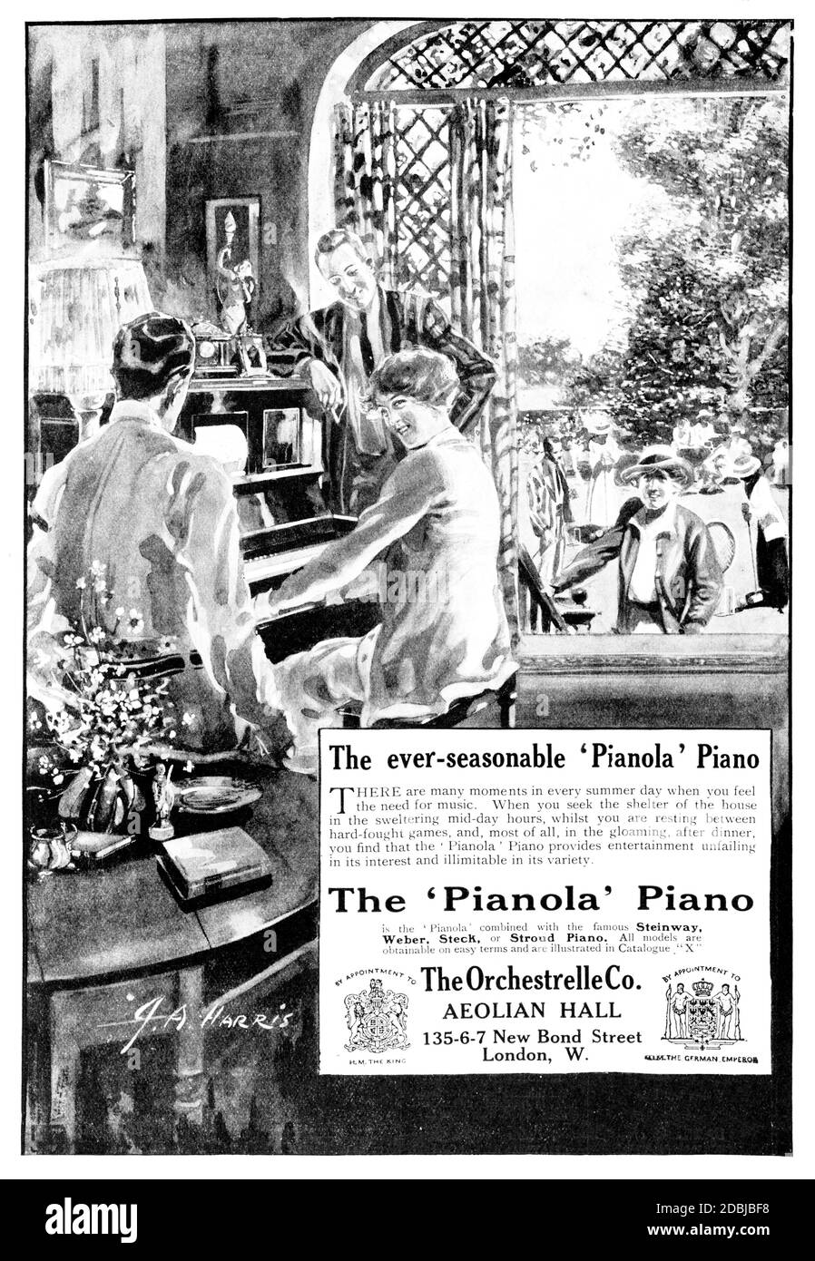 Orchârelle annonce de la compagnie pour Pianolas de 1914 le Studio an Magazine illustré de beaux-arts et d'art appliqué représentant la femme à lecture automatique Banque D'Images