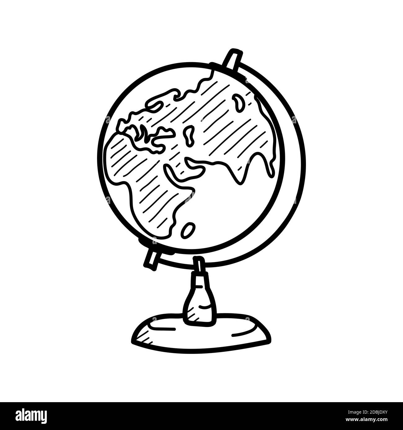 Globe-doodle dessiné à la main. Aux côtés de l'eurasie, de la Russie, de la Chine et de l'Inde. Icône esquisse. Illustration vectorielle isolée sur blanc Illustration de Vecteur