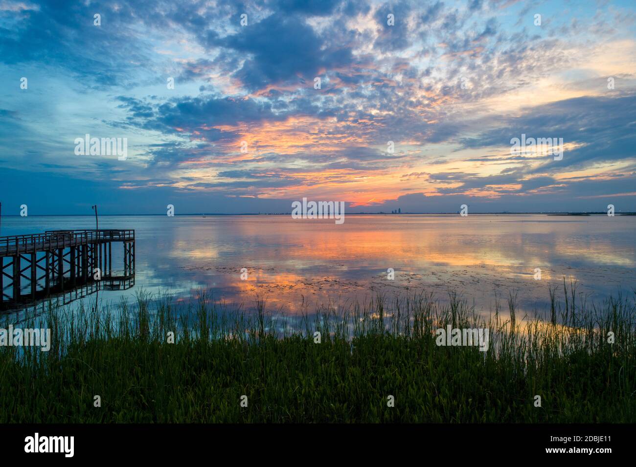 Mobile Bay, Alabama, coucher de soleil Banque D'Images