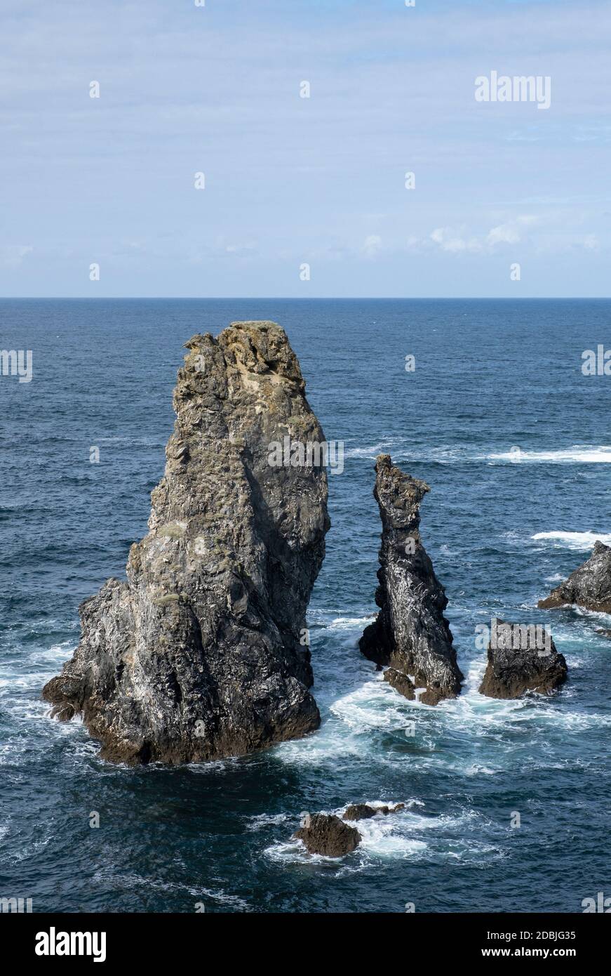 Rochers aux aiguilles de Port Coton, sur l'île de Belle Ile, Bretagne, France Banque D'Images