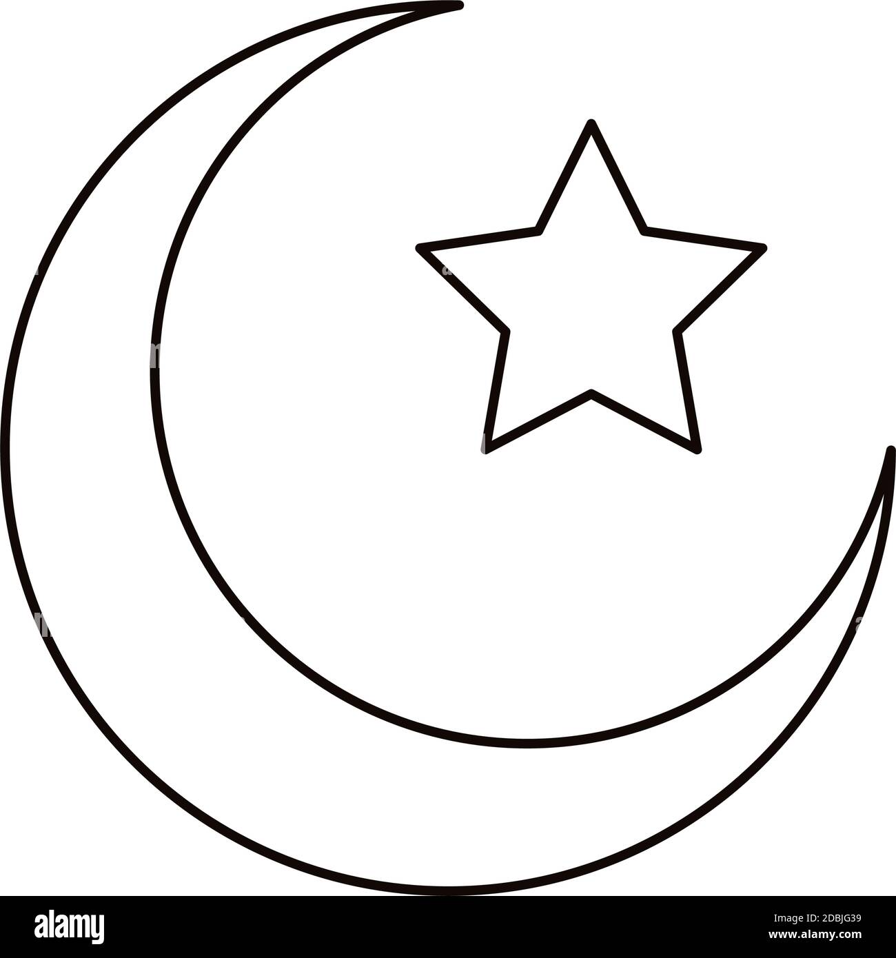 symbole de ligne de symbole de lune de croissant et d'étoile islam