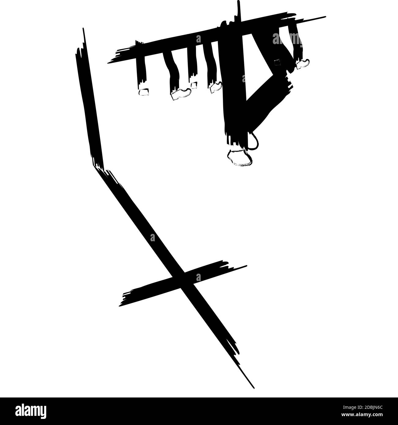 illustration d'un homme dirigeant un autre homme et une croix comme une ombre devant eux, conception minimale Banque D'Images