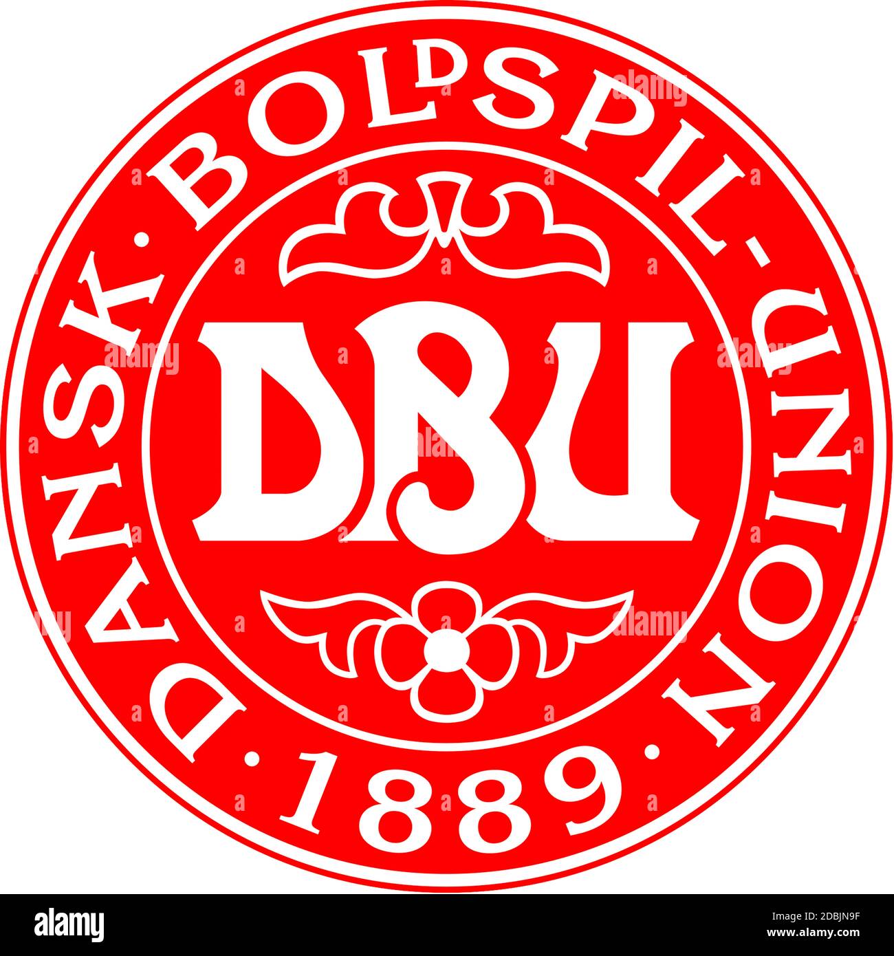 Logo de l'Union danoise de football DBU et de l'équipe nationale - Danemark. Banque D'Images