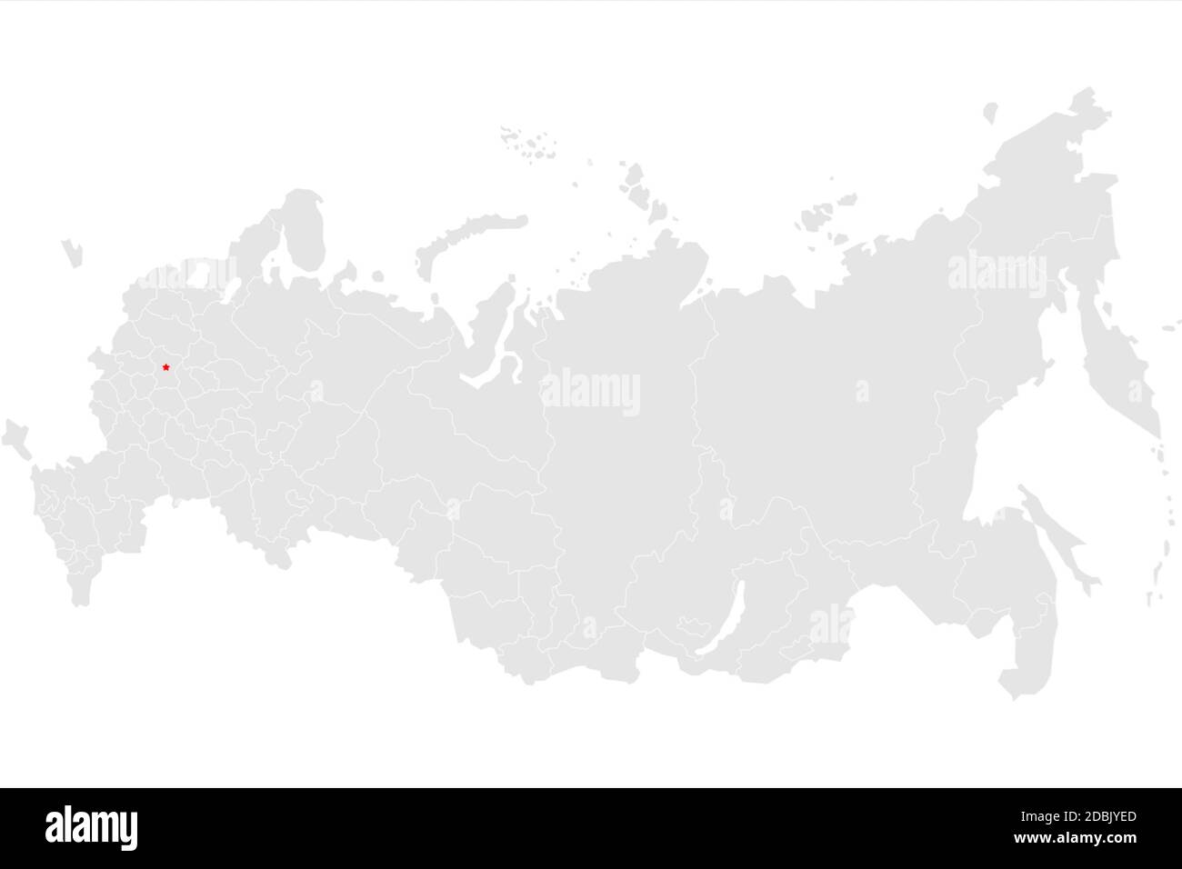 Illustration de la carte de la Russie. Carte de la Russie en gris sur fond blanc. Banque D'Images