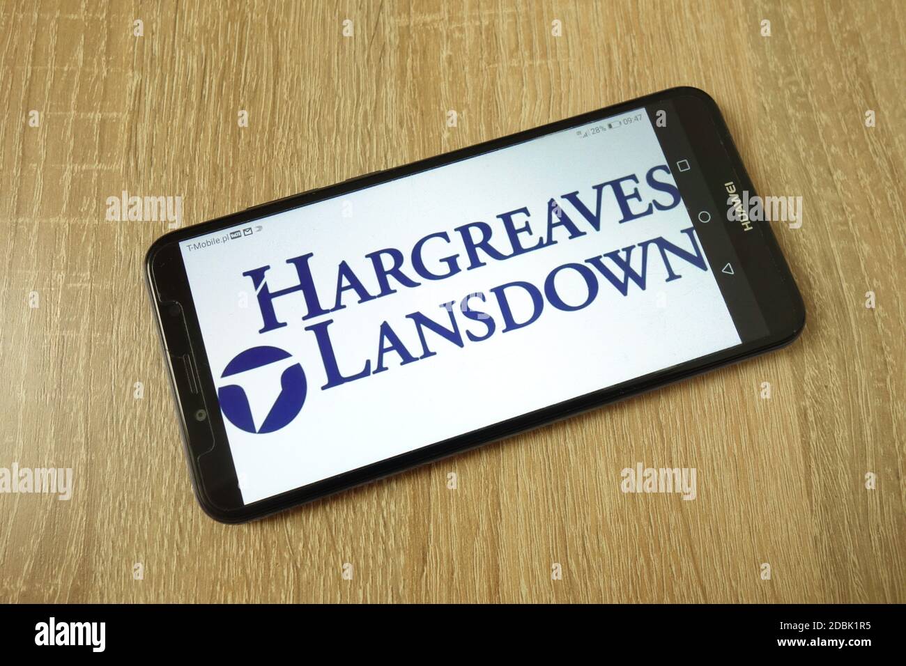KONSKIE, POLOGNE - 21 juin 2019 : logo de la société Hargreaves Lansdown plc affiché sur le téléphone portable Banque D'Images