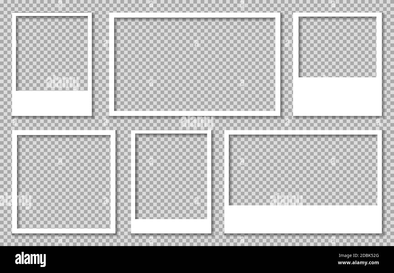 Définissez un cadre photo blanc vide avec des ombres sur un arrière-plan transparent. SPE 10 Illustration de Vecteur