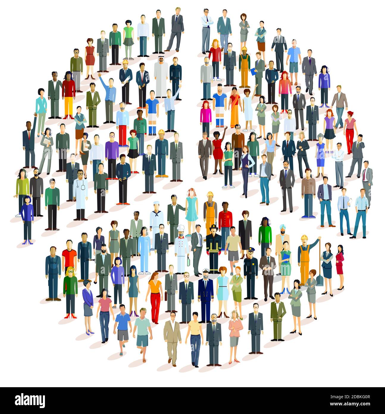 Grand groupe de personnes sous la forme d'un symbole de paix ...