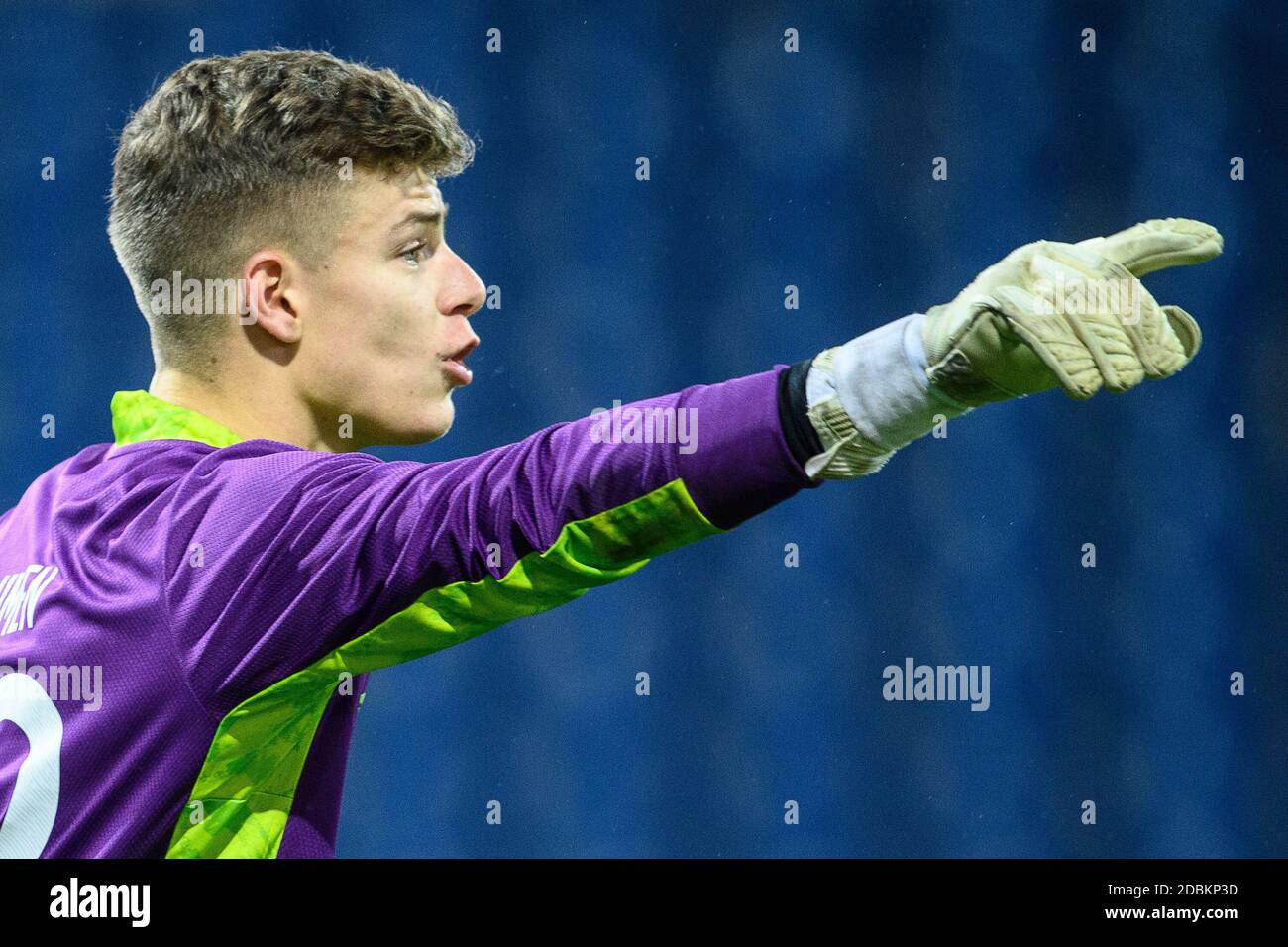 Brunswick, Allemagne. 17 novembre 2020. Football, U-21 hommes: Qualification au Championnat d'Europe, Allemagne - pays de Galles, 1er tour, Groupe 9, 8e jour de match au stade Eintracht. Le gardien de but allemand Finn Dahmen gesturant. Credit: Swen Pförtner/dpa/Alay Live News Banque D'Images