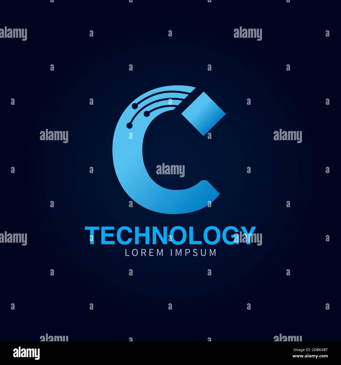 Lettre C logo bleu couleur, technologie et numérique résumé point connexion logo vector initial Illustration de Vecteur