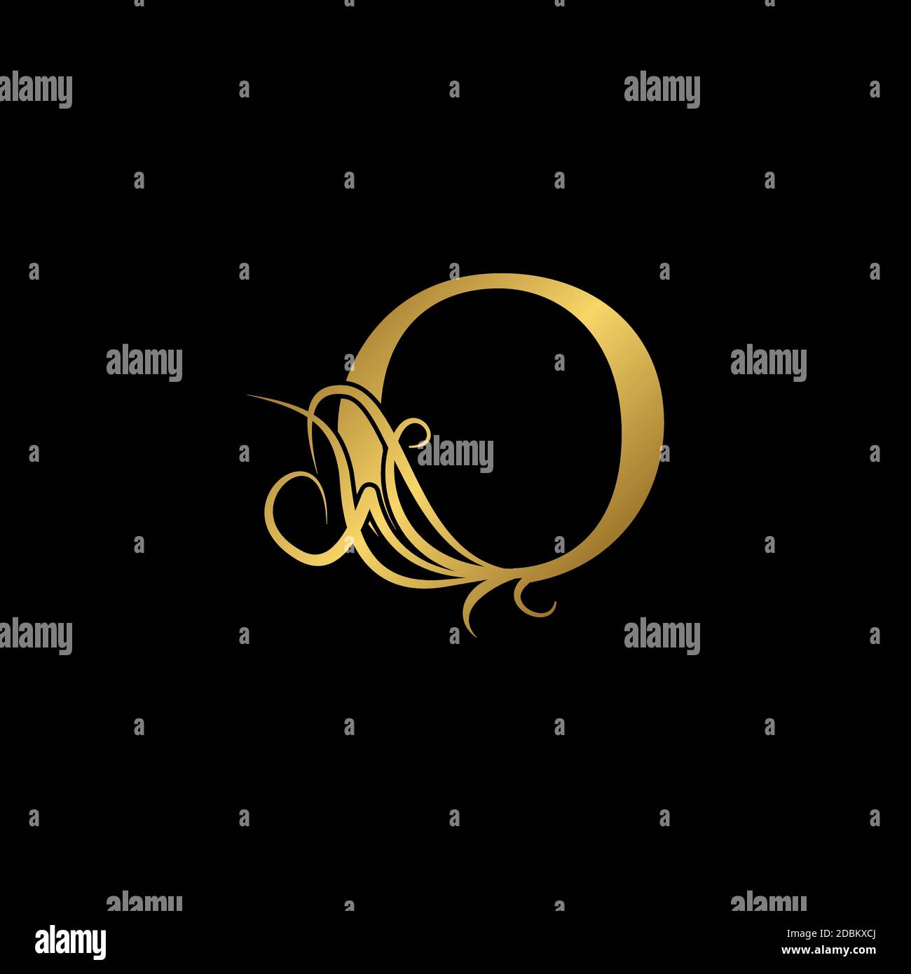 Or luxe initial O lettre logo icône concept monogramme orné conception vectorielle Illustration de Vecteur