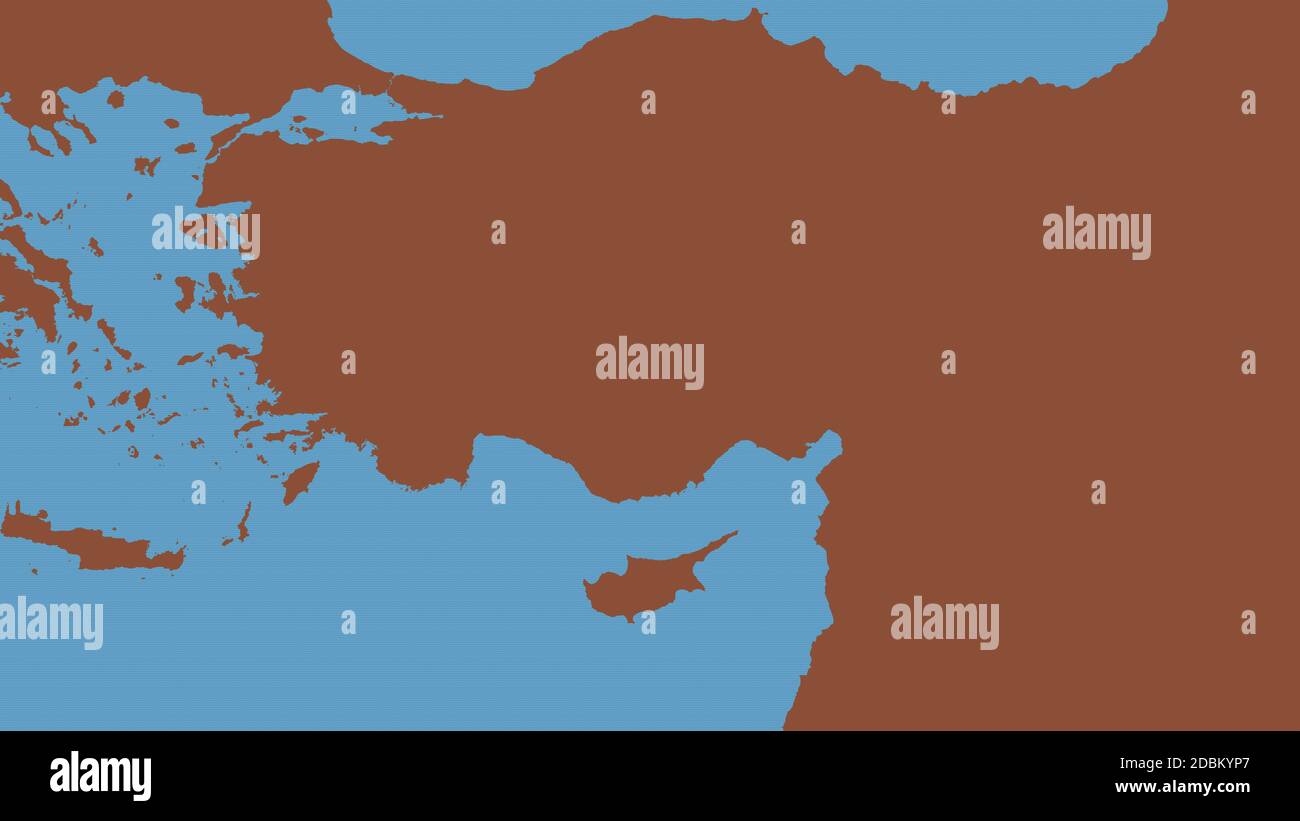 Carte de la zone autour de la plaque tectonique anatolienne. Rendu 3D