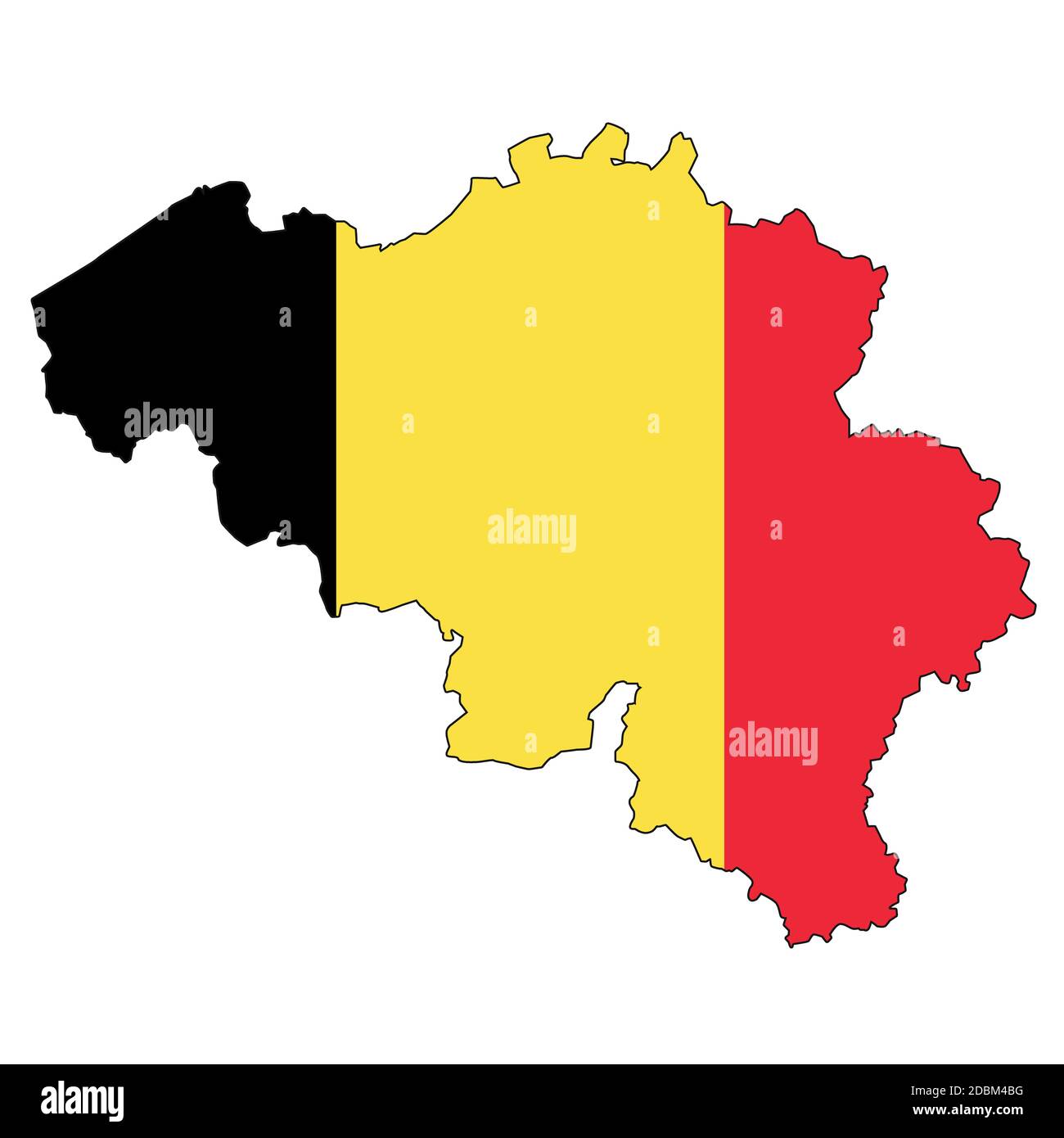 Carte de Belgique avec couleur de leur drapeau, rendu 3d Banque D'Images