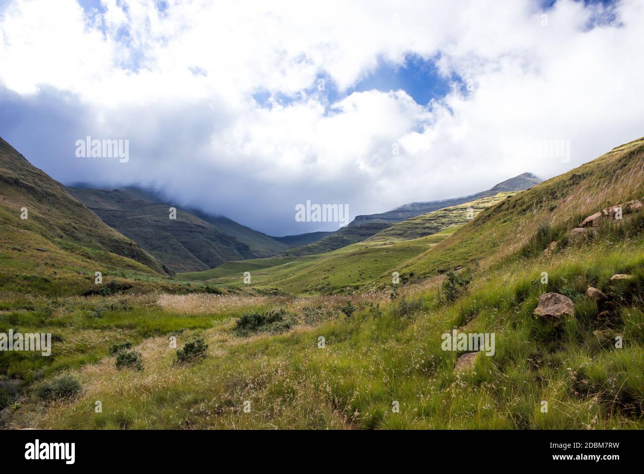 Une petite vallée dans le parc national des Golden Gate Highlands Dans les montagnes du Drakensberg en Afrique du Sud Banque D'Images