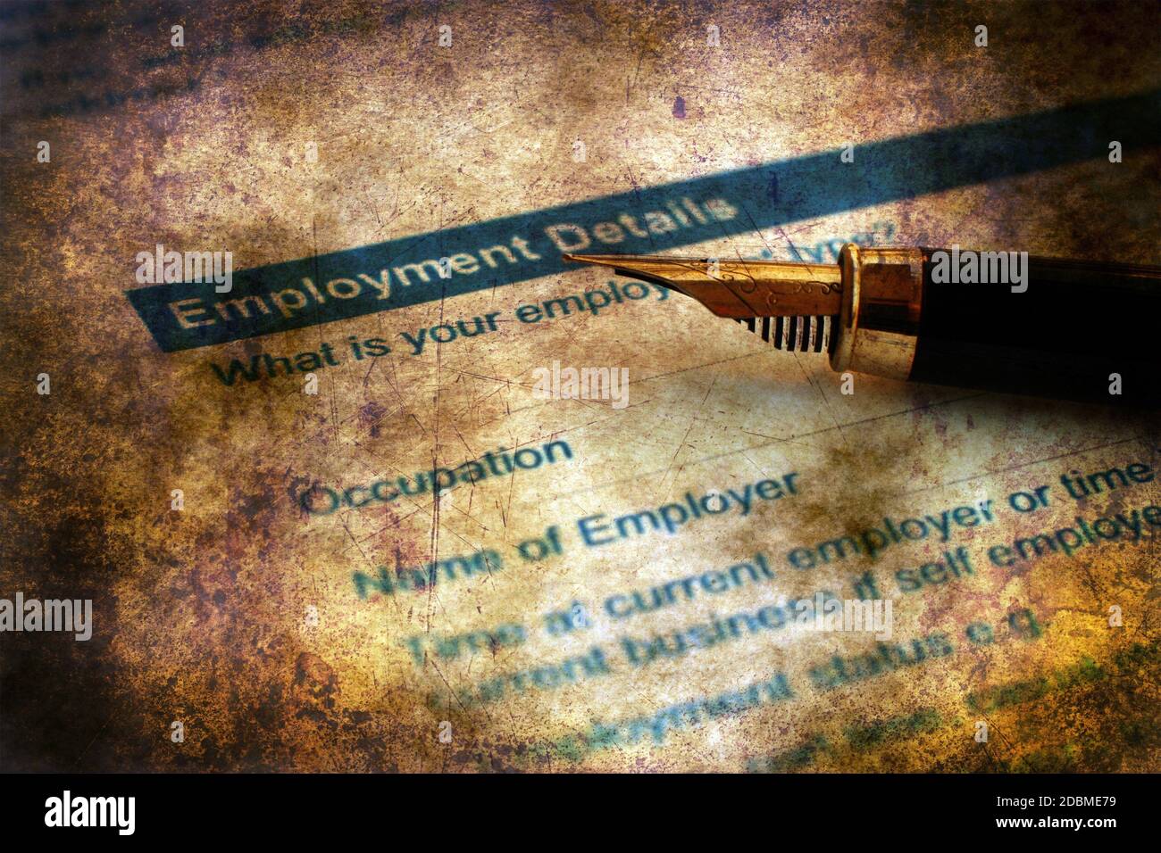 Formulaire d'emploi concept grunge Banque D'Images