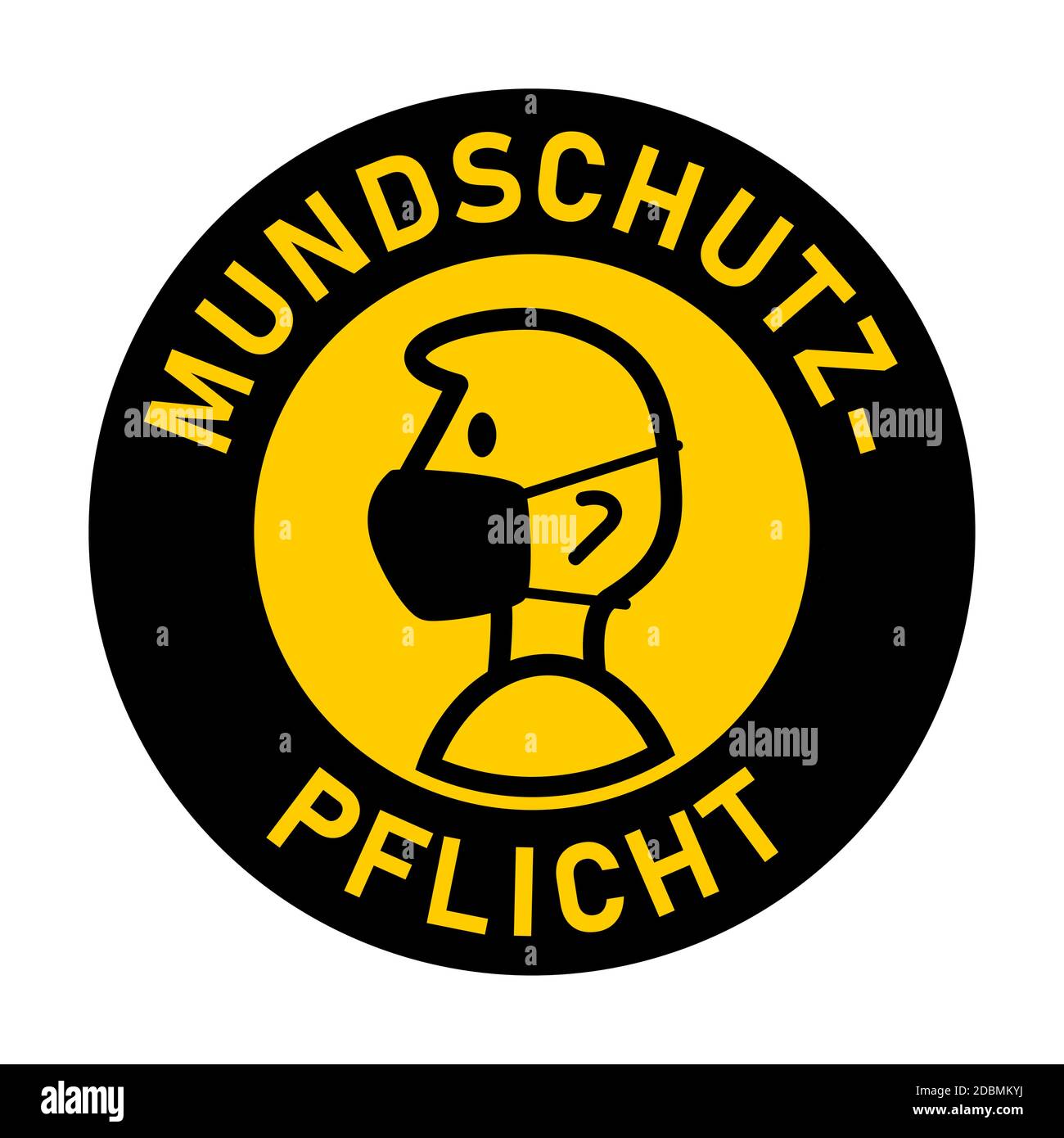 Mundschutzpflicht (« couverture du visage requise » en allemand) icône en forme de badge rond avec texte. Image vectorielle. Illustration de Vecteur