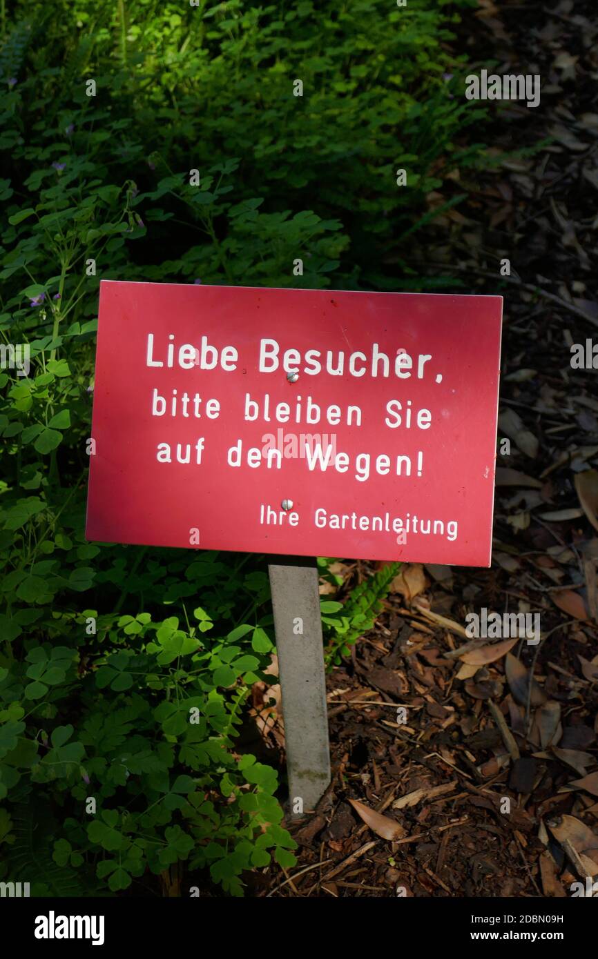 Panneau d'information de la gestion du jardin Banque D'Images Panneau d'information de la gestion du jardin Banque D'Images