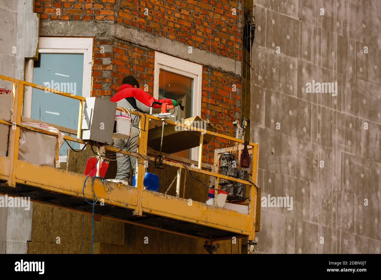 L'isolation thermique d'un mur de la maison sur un chantier Banque D'Images