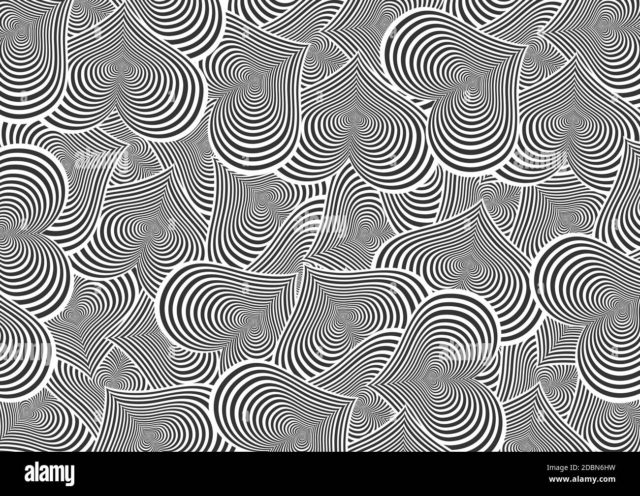 Joli coeur en forme de fond noir et blanc Banque D'Images