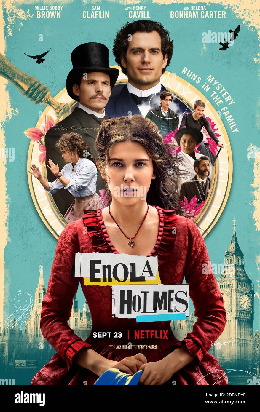 DATE DE SORTIE: 25 septembre 2020 TITRE: Enola Holmes STUDIO: Netflix DIRECTEUR: Harry Bradbeer PLOT: Lorsque la sœur adolescente d'Enola Holmes-Sherlock découvre que sa mère est disparue, elle se met en route pour la retrouver, devenant un super-sleuth en son propre chef, alors qu'elle excelle son célèbre frère et délite une dangereuse conspiration autour d'un mystérieux jeune Seigneur. AVEC: SAM CLAFIN comme Mycroft Holmes, MILLIE BOBBY BROWN comme Enola Holmes, HENRY CAVILL comme Sherlock Holmes. (Image de crédit : © Netflix/Entertainment Pictures) Banque D'Images