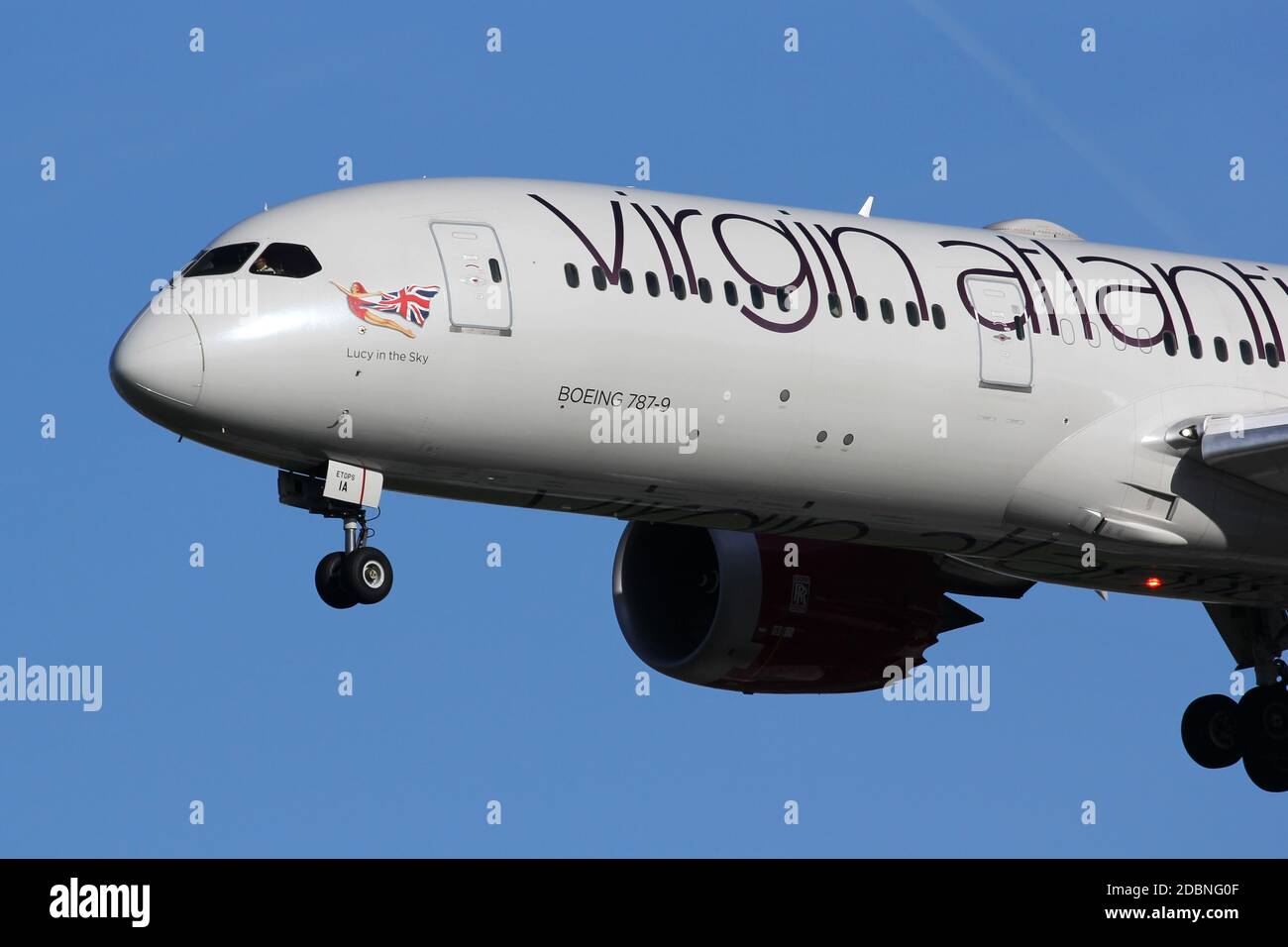 Le Boeing 787 Dreamliner de Virgin Atlantic débarque à l'aéroport de Londres Heathrow Banque D'Images