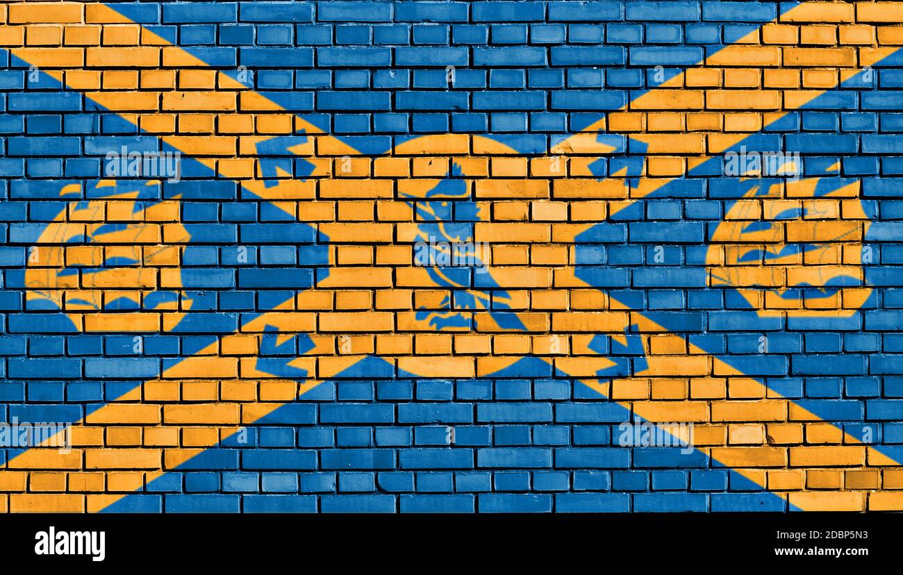 Drapeau de Halifax peint sur un mur de briques Banque D'Images