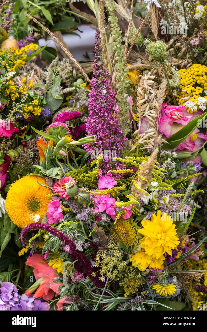 bouquets faits main de fleurs et d'herbes Banque D'Images